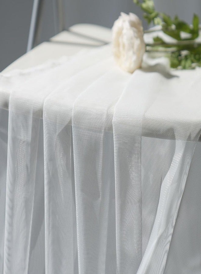 Fancial Sheer White Curtains, 84 inch Length 2 Panels Set, Rod Pocket Voile Fimly Drapes for Living Room/Bedroom, 2pcs, Each 42" W x 84" L - Image 4